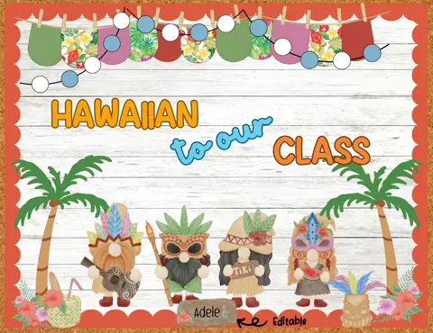 Gnomes Rolling into Summer Bulletin Board Kit   Tropical Gnome Classroom Decor Aloha Educational Set