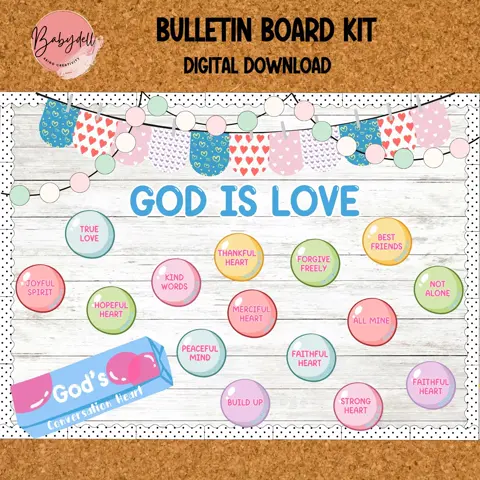 God's Conversation Hearts Bulletin Board: Valentine's Day Classroom Decor (Digital Download)