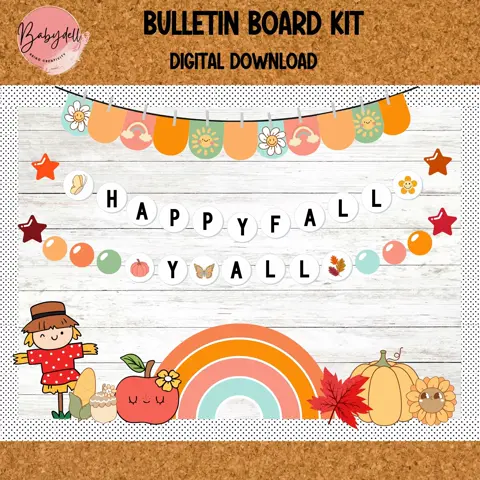 Groovy Fall Bulletin Board Kit | Friendship Bracelet-Themed Autumn Classroom Decor | September & October Door Decorations