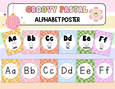 Groovy Pastel Alphabet Posters: Retro Classroom Decor