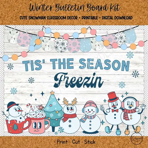 Groovy Winter Snowman Bulletin Board Kit for Classroom Door Decor