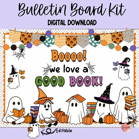 Halloween Ghost Reading Bulletin Board Kit: Spooky Classroom Decor