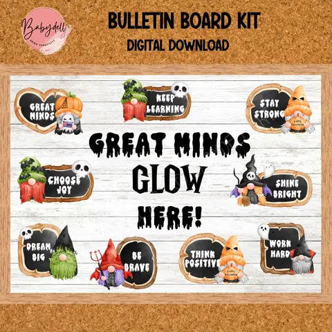 Halloween Growth Mindset Bulletin Board Kit: Spooky Gnomes Classroom Decor (Digital Download)