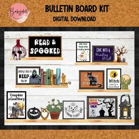 Halloween Reading Bulletin Board Kit: Spooky Classroom Decor (Digital Download)