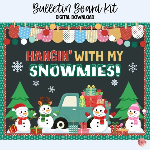 Hangin' With My Snowmies Winter Bulletin Board Kit for a Festive Classroom