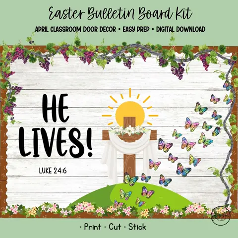 He Lives Easter Bulletin Board Kit Christian Classroom Decor Sunday School Resurrection Display