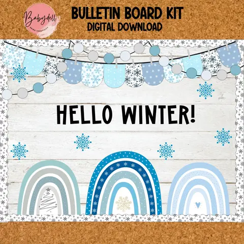 Hello Winter Boho Rainbow Bulletin Board Kit