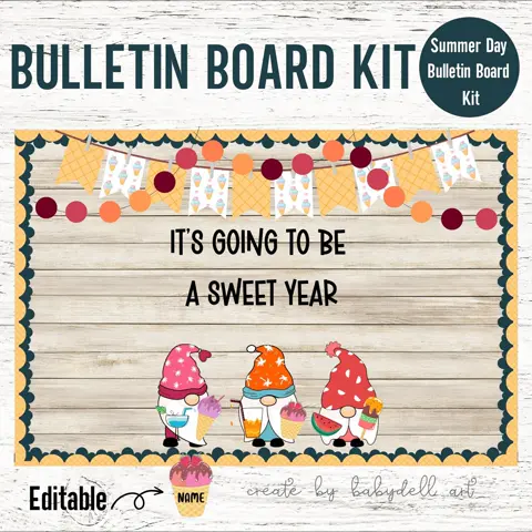 Ice Cream Summer Bulletin Board June July Door Decoration