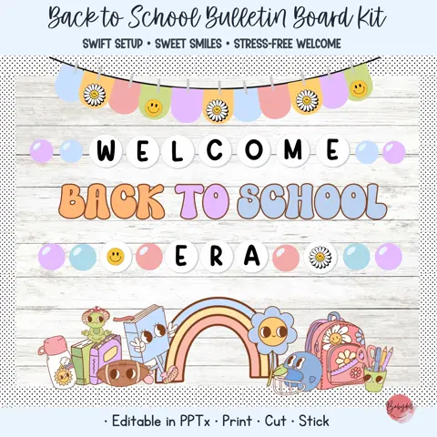 In my school era bulletin board kit & swiftie friendship bracelet retro classroom decor