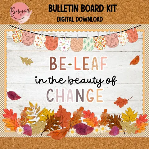 Inspirational Fall Bulletin Board Decor, Motivational Autumn Leaves Classroom Kit, Positive Quotes Wall Art for Teacher & Homeschool
