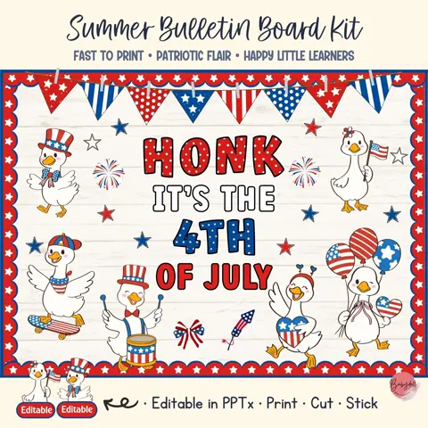 July 4th board kit for silly goose patriotic elementary classroom decor