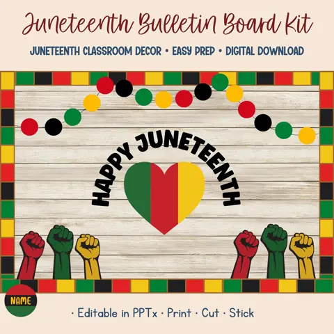 Juneteenth board kit freedom day decor and pan african color classroom door display