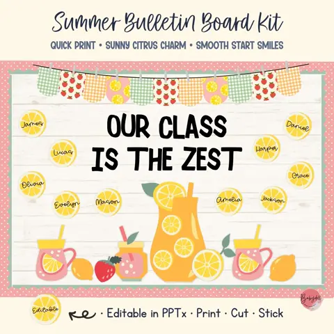 Lemon Bulletin Board Kit for Summer Classroom Decor and End of Year Displays