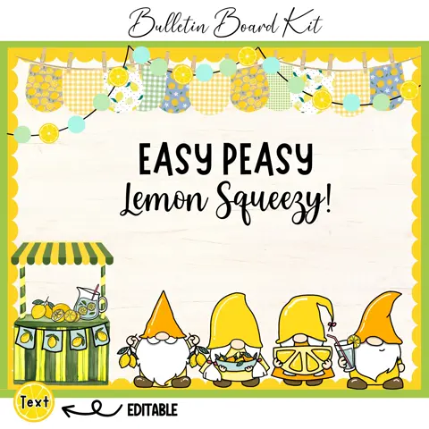 Lemon Gnome Summer Bulletin Board Kit: Editable Classroom Decor