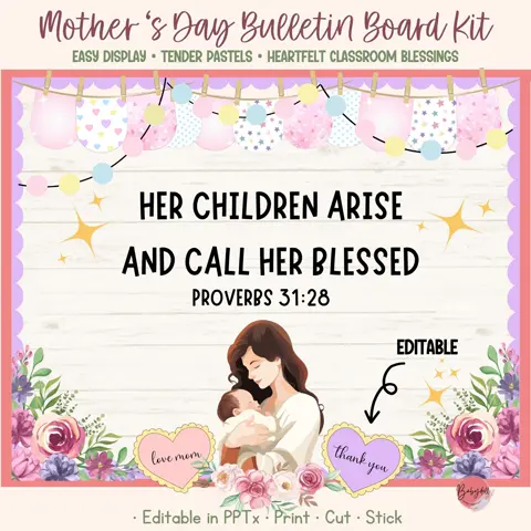 Mothers Day Bulletin Board Kit Christian Decor and Proverbs 31 Art