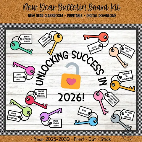 Motivational Bulletin Board Kit: New Year Classroom Decor (Digital Download)