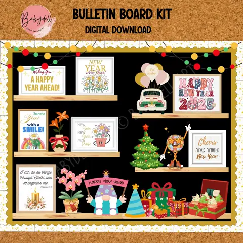 New Year Bulletin Board Kit, Positive Printable Classroom Decor & Motivational 2026 Display