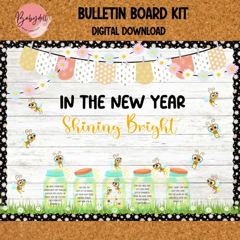 New Year Bulletin Board Kit: Shining Bright Bible Verse (Digital Download)
