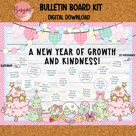 New Year Growth Bulletin Board Kit | Classroom Decor (Digital Download)