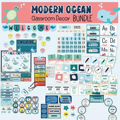 Ocean Classroom Decor Bundle Under The Sea Theme Printable Bulletin Board Set
