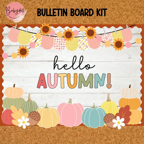 Pastel Pumpkin Bulletin Board Kit: Boho Fall Classroom Decor (PNG, PDF, PPT Digital Download)