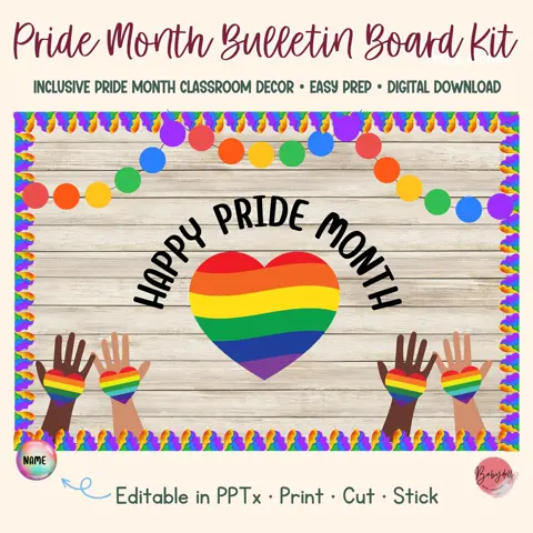 Pride month board kit for inclusive classroom decor and diversity door display
