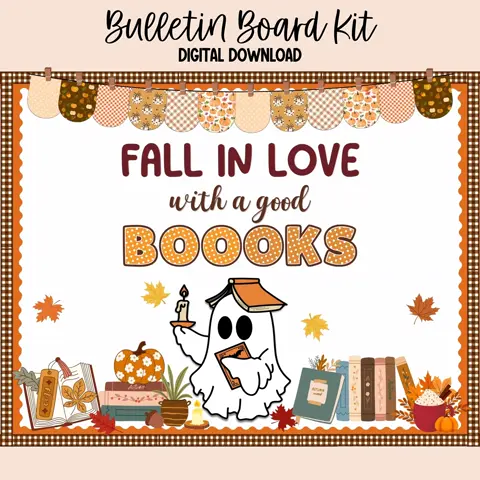 Printable Fall Bulletin Board Kit for a Cozy Classroom Reading Nook