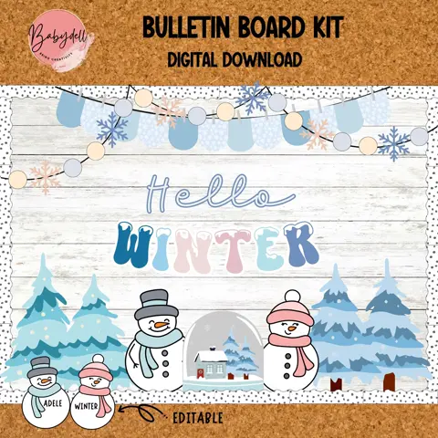 Printable Winter Bulletin Board Kit for a Cozy Classroom Display