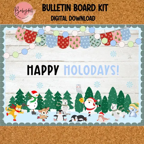 Printable Winter Bulletin Board Kit for a Festive Holiday Classroom