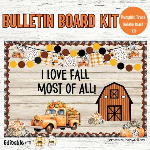 Pumpkins at the Barn Bulletin Board Kit: Rustic Fall Classroom Decor