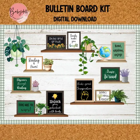 Reading Board Kit with Greenery Bookshelf Classroom Decor
