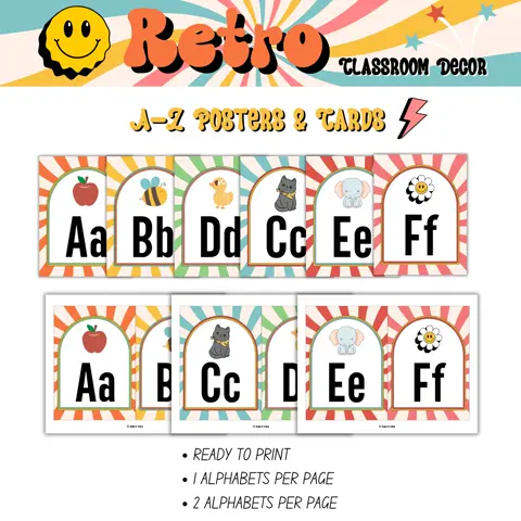 Retro Alphabet Posters: Groovy Pastel Classroom Decor
