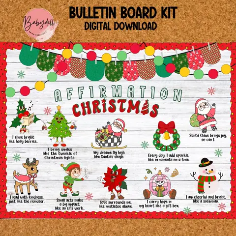 Retro Christmas Affirmations Bulletin Board: Classroom Holiday Decor