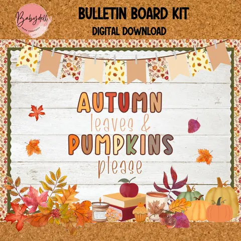Retro Fall Bulletin Board Kit: 70s Groovy Classroom Decor (Printable PDF & PNG Files)