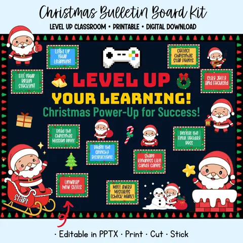 Retro Gaming Christmas Bulletin Board Kit for Classroom Decor
