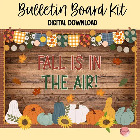 Rustic Fall Bulletin Board Kit: Autumn Leaves & Pumpkins - Classroom Decor