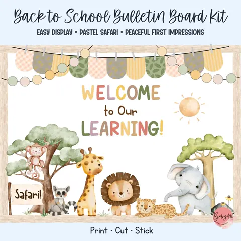 Safari Class Decor Wild About Learning Jungle Animal Bulletin Board Kit