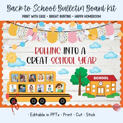 School Bus Board Kit Welcome Back To School Classroom Door Decor Editable