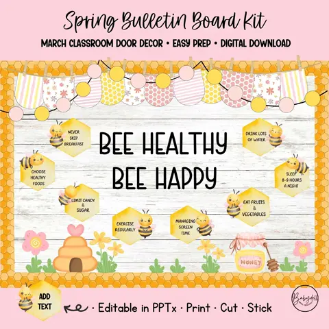 School Nurse Decor Bee Healthy Bulletin Board Kit For Classroom Wellness