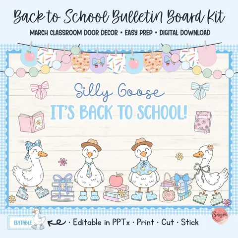 Silly Goose Decor Back To School Coquette Bulletin Board Kit Printable