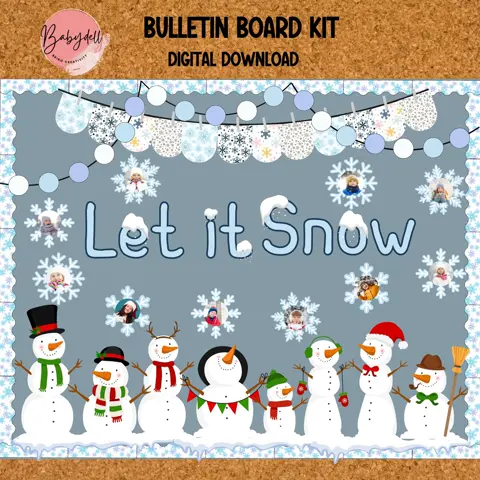 Snowflake Snowman Bulletin Board Kit | Winter Classroom Decor (Digital Download)