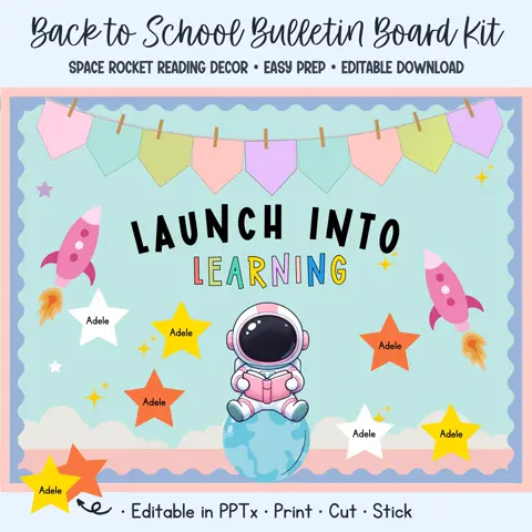 Space Bulletin Board Kit Astronaut Reading Corner and Rocket Classroom Decor