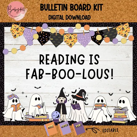 Spooky Reading Halloween Bulletin Board Kit: Editable Classroom Decor (Digital Download)