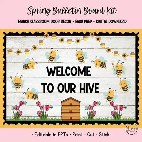 Spring Bee Bulletin Board Kit for April Classroom Door Decor