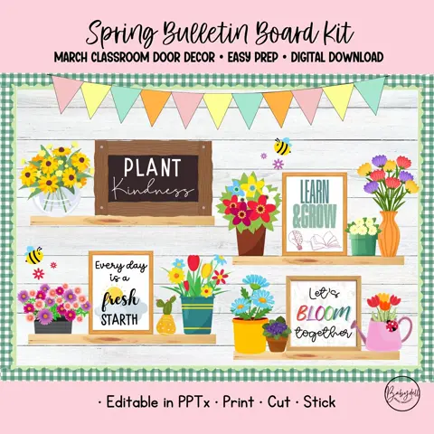 Spring Board Kit Plant Kindness Floral Classroom Door Decor