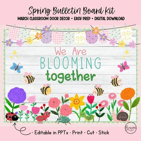 Spring Bulletin Board Kit Blooming Together Garden Theme Classroom Door Decor