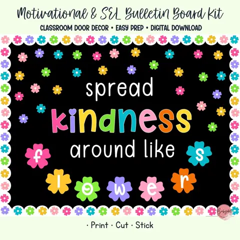 Spring Bulletin Board Kit Kindness Classroom Decor Flower Printable