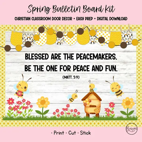 Spring Bulletin Kit Christian Bee Decor Sunday School Door Display