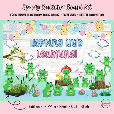 Spring Frog Bulletin Kit March Door Decor Hopping Into Learning