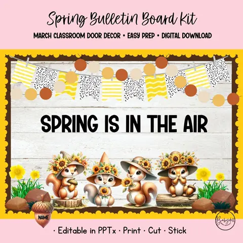 Squirrel Spring Bulletin Board Kit: Editable Classroom Decor